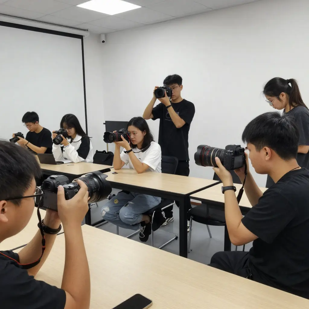 Beginner photography class in progress